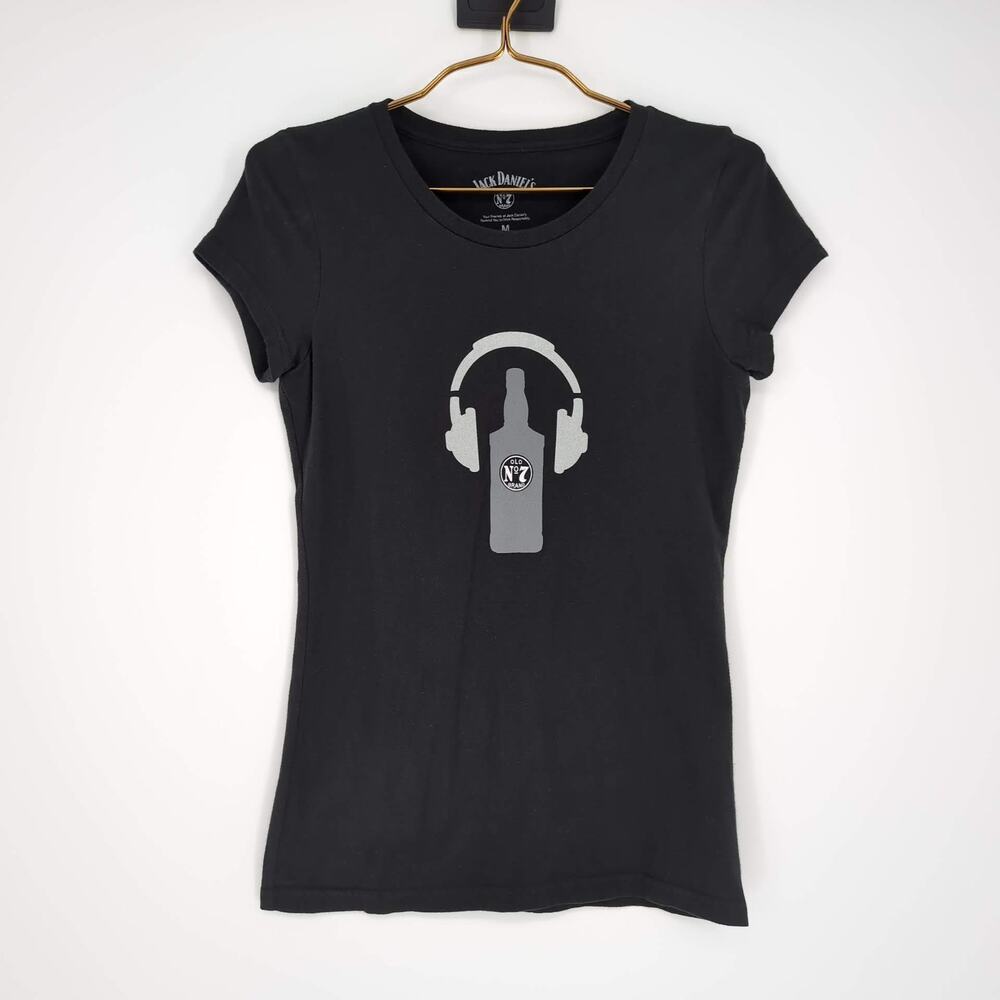 Jack Daniel's Old No 7 Women's Black & Gray Crewneck T-shirt Tee - Size M - GUC